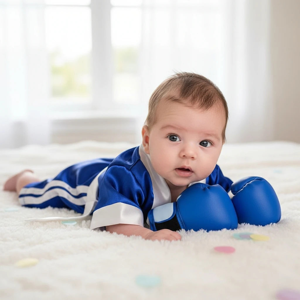 Trajes de fotografía para recién nacidos, conjunto de bata de boxeo para bebé con guantes, pantalones cortos tipo bóxer, accesorios, disfraces de campeón de boxeo