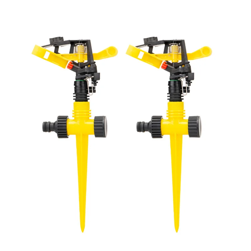Aspersor de impacto basculante con pinchos ajustable, boquilla de riego para jardín y agricultura, riego de césped, chorro giratorio de 360 grados