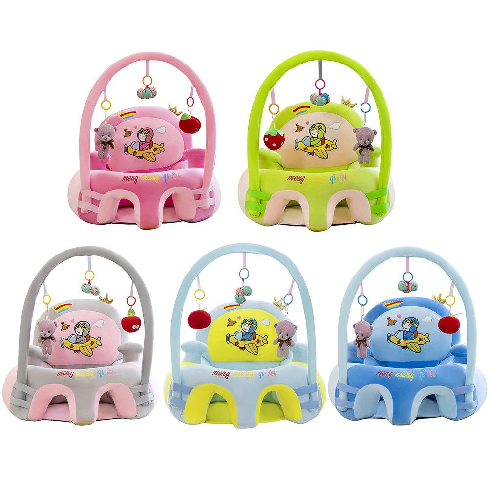 Asiento de aprendizaje infantil de dibujos animados, sofá de piel de felpa, soporte de alimentación, silla sin algodón