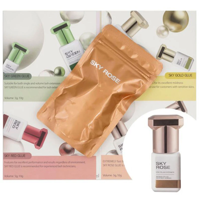 5 botellas de pegamento rosa cielo Original Corea Flase suministros de extensión de pestañas 5ml herramientas de maquillaje para tienda de belleza adhesivo saludable