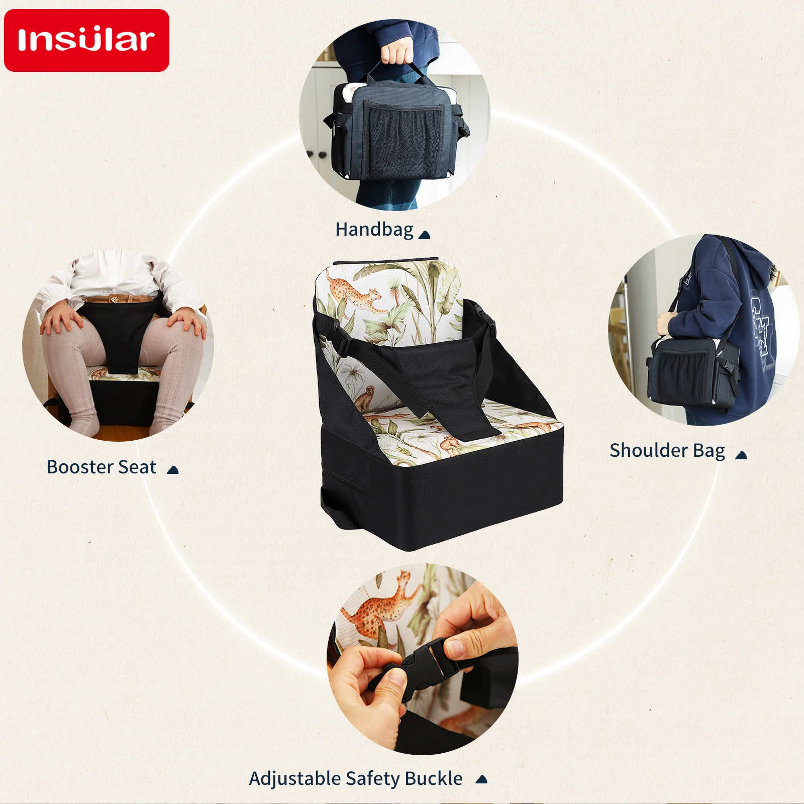 Cojín de asiento elevador ventilado plegable para niños, cojín antideslizante, silla cómoda para niños pequeños, asiento alto portátil impermeable