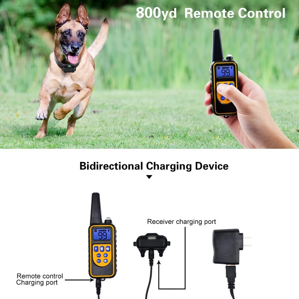 Collar eléctrico de entrenamiento para perros, dispositivo antiladridos recargable con Control remoto, resistente al agua, todos los tamaños