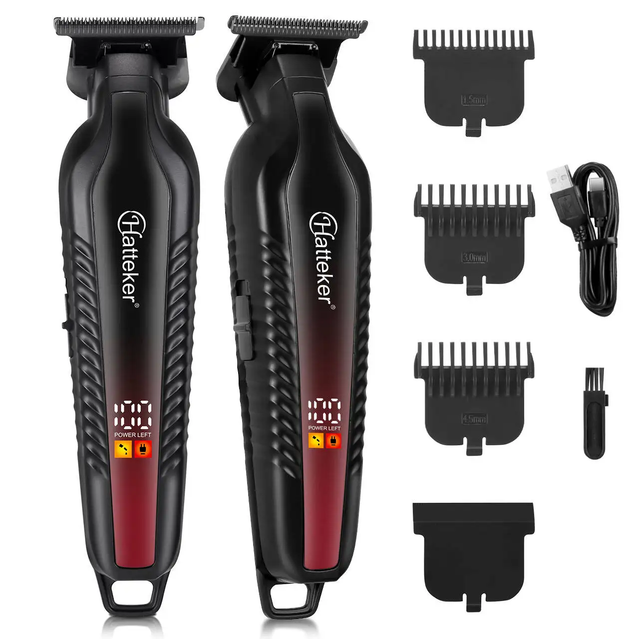 Cortadora de Cabello Hatteker con Pantalla LCD Digital, Recargable, para Corte de Precisión, Profesional, para Salón de Belleza y Uso Doméstico