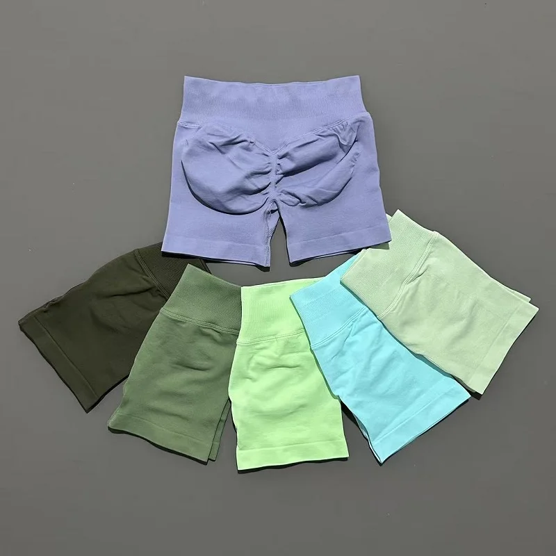 Pantalones cortos de gimnasio para mujer, mallas sin costuras para entrenamiento, mallas de Yoga sin costuras, ropa deportiva para correr en bicicleta, pantalones cortos deportivos para Fitness
