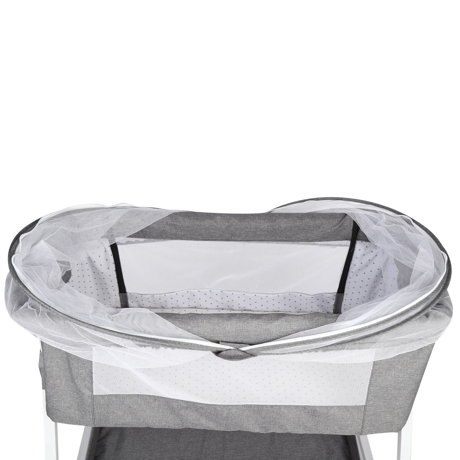 Cuna 4 en 1 para bebé, cuna portátil, cuna multifuncional y cambiador, colchón, mosquitera, cesta de almacenamiento, altura ajustable