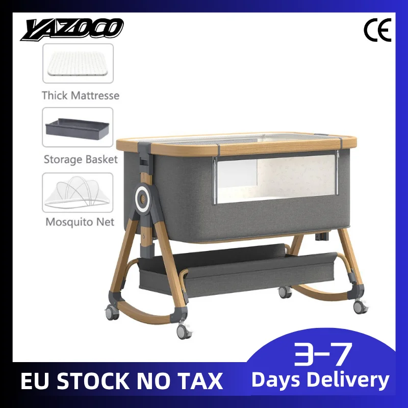 Elegante Cuna para Bebé 2026 Multifuncional, Plegable, Ajustable en Altura, Portátil, Móvil, Cuna Mecedora para Bebés, Cama para Dormir para Recién Nacidos, para el Hogar, el Dormitorio, Viajes Diarios
