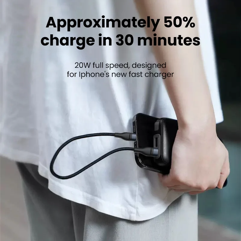 Cable USB Tipo C Corto de 25 cm Olaf, Cable Lightning de Carga Rápida para iPhone, Huawei, Xiaomi, Banco de Energía, Cable de Datos para Teléfono Móvil
