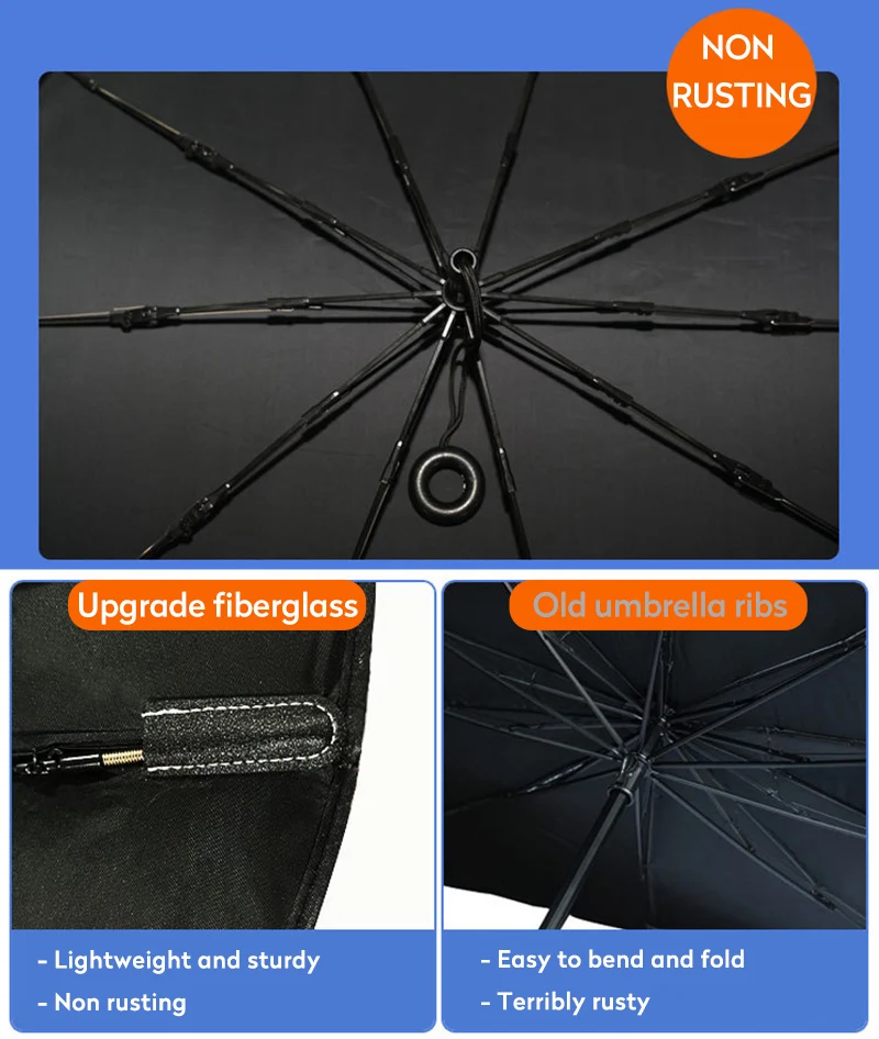 Parasol Delantero para Coche con Anillo de Sujeción, Sombrilla para Parabrisas, Visera de Protección Solar de Verano, Cubiertas para el Interior del Coche, Suministros de Refrigeración
