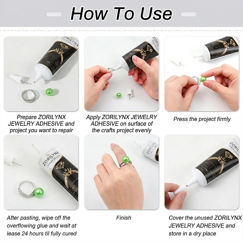 Adhesivo de Joyería de Alto Rendimiento, Líquido de Unión Invisible para Fijar Gemas, Diamantes de Imitación y Anillos Desprendidos, Fórmula de Alta Viscosidad