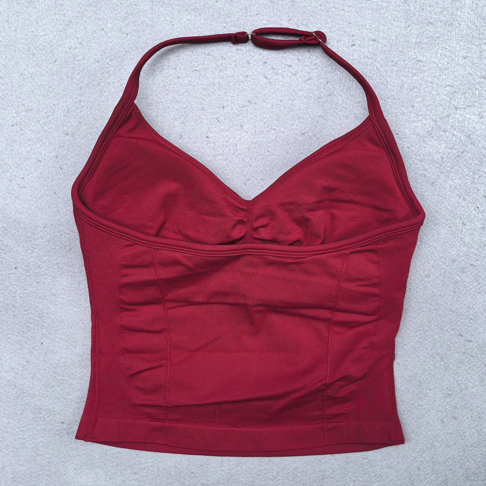 Top deportivo ajustable con tiras para mujer, Top de gimnasio con espalda descubierta, sujetador incorporado, ropa de Yoga, camisas sin mangas, trajes de entrenamiento, camiseta sin mangas
