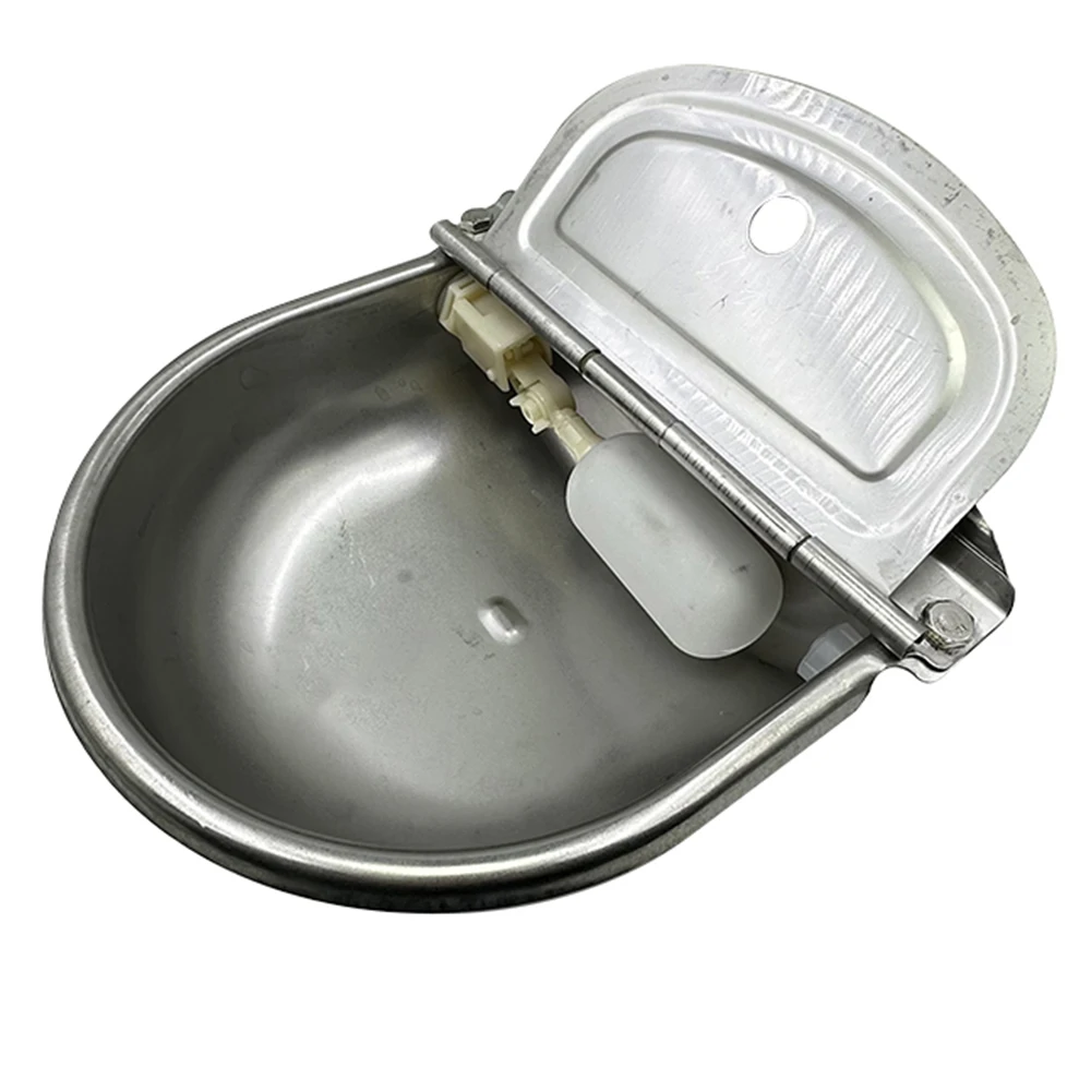 Cuenco de agua de acero inoxidable 304 con orificio de drenaje para bebida, flotador automático para granja, caballo, vaca, suministros para ovejas, perros, mascotas, cabras y ganado