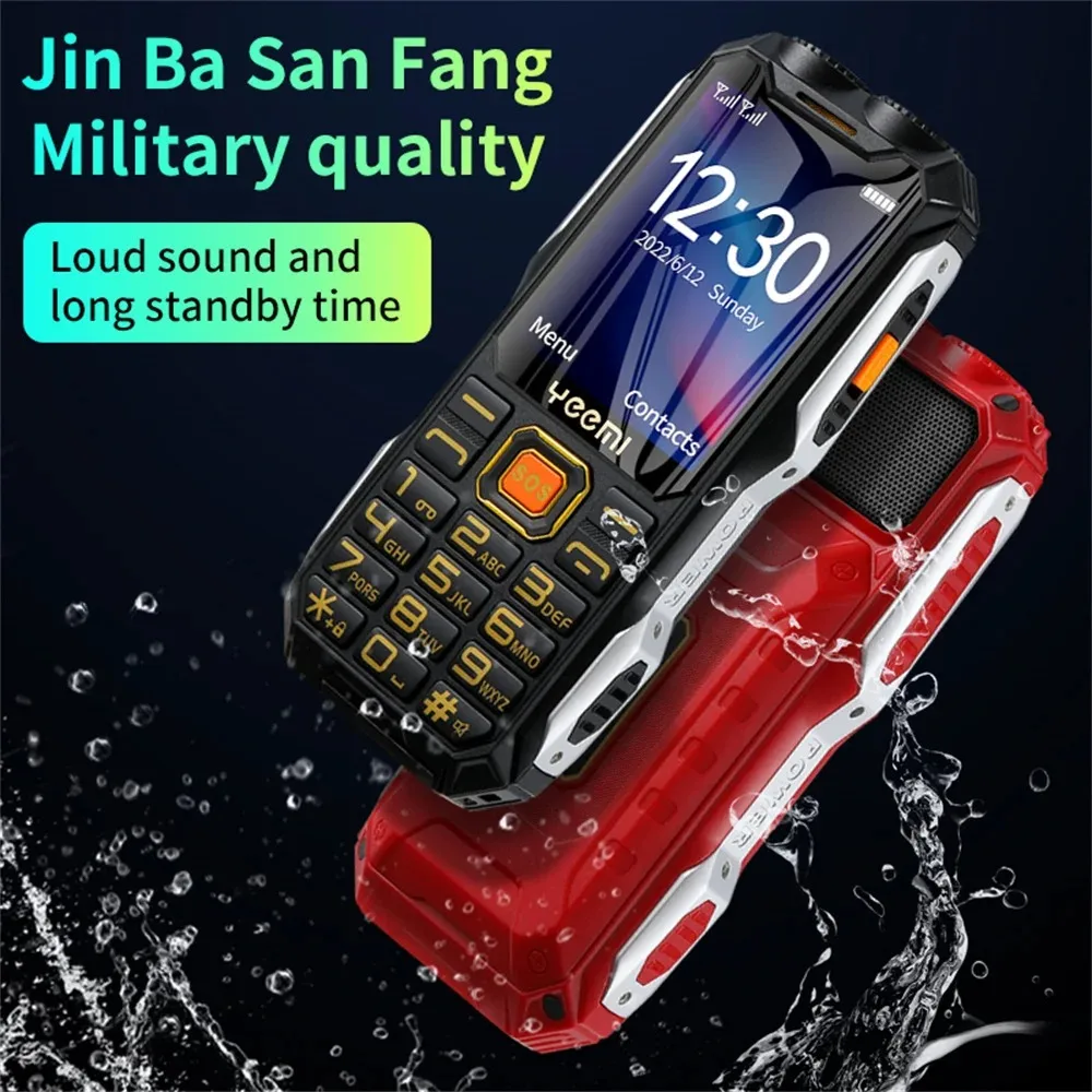 YeeMI Q8 4G teléfono resistente impermeable banda completa teléfono 2,6 pulgadas HD SOS botón altavoz grande luz LED 16800mAh batería