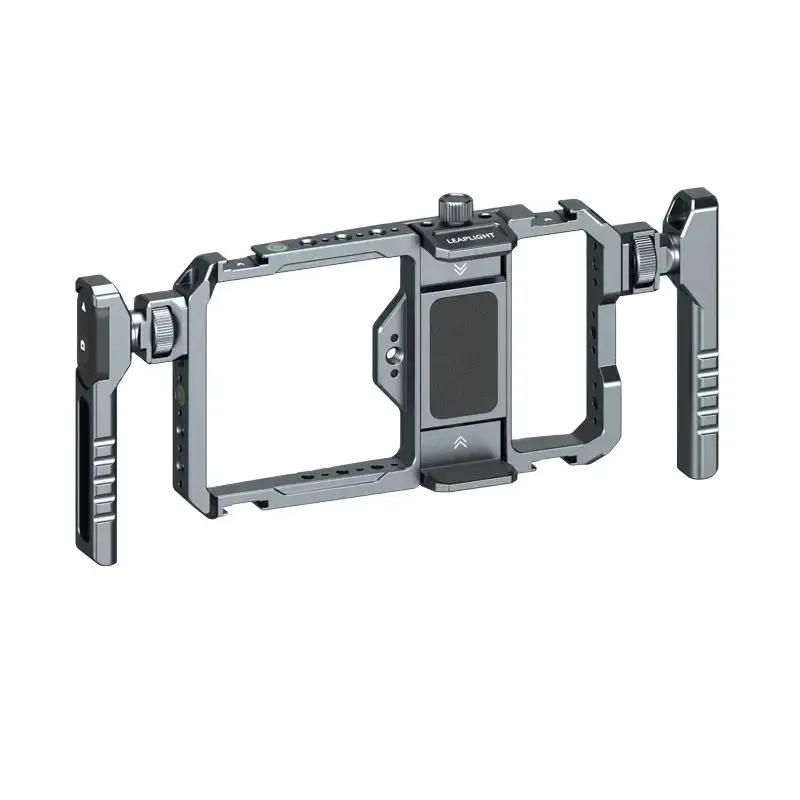 Leplight-Kit de jaula de vídeo para teléfono inteligente, aparejo de Metal con asas para iPhone y Android