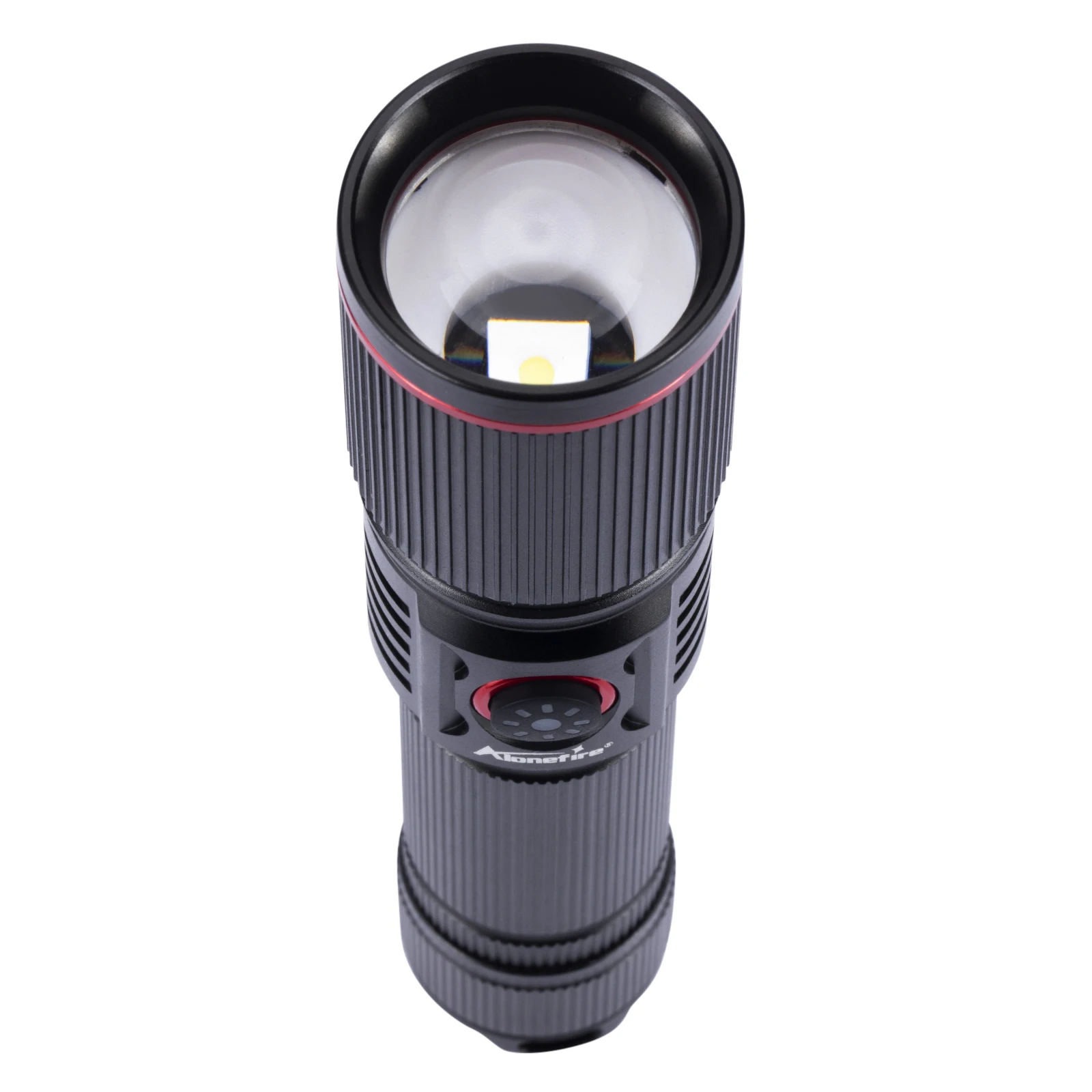 Linterna LED de 20W con Zoom y Haz de Luz Redondo, Linterna de Alta Potencia Recargable por USB para Camping, Caza, Pesca, Caminatas e Iluminación Exterior