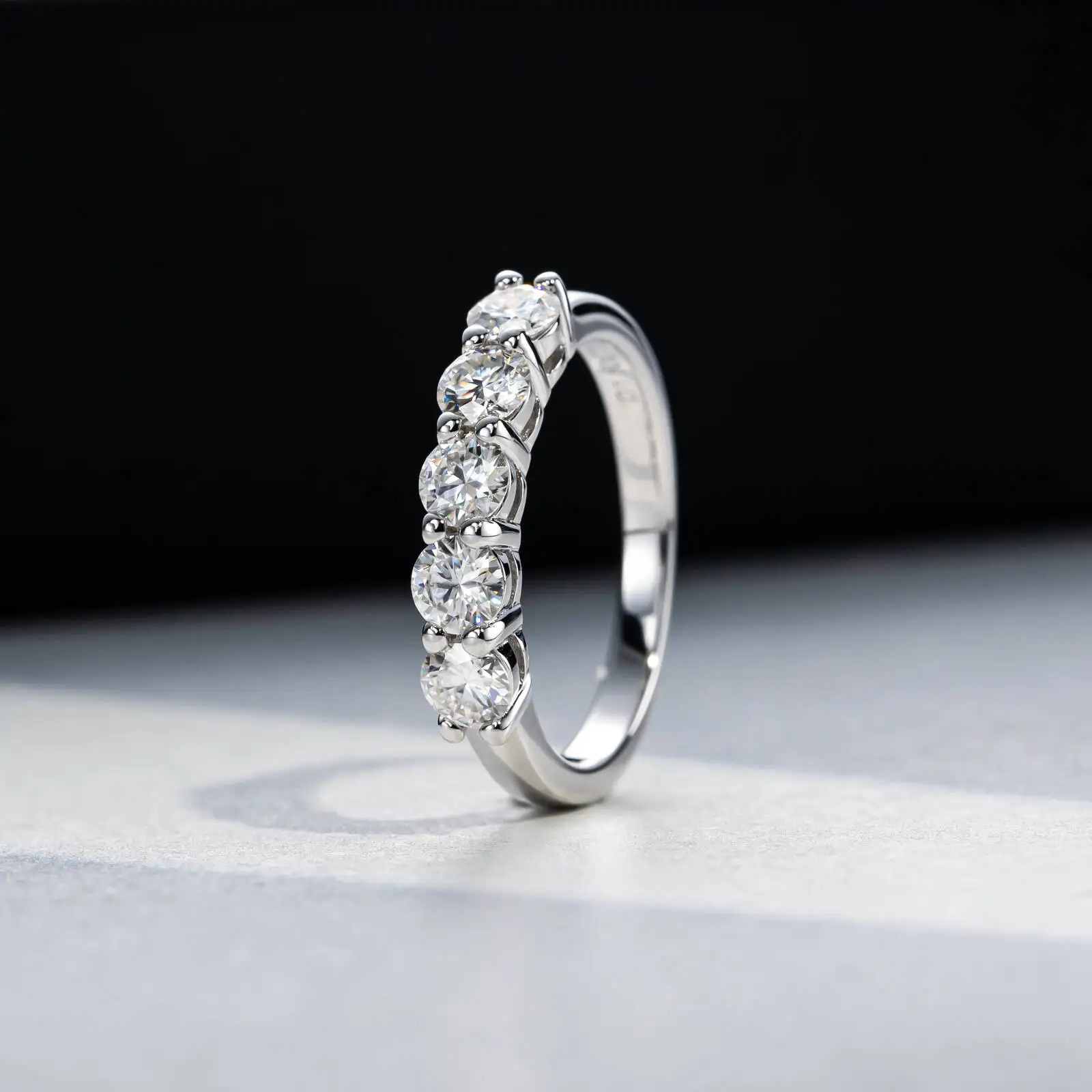 Anillo de Moissanita TY de Oro Blanco, Color D, 4 mm, para Mujer, Plata 925, Piedra de 1.5 CT, Anillo de Compromiso, Banda de Boda, Plata de Ley