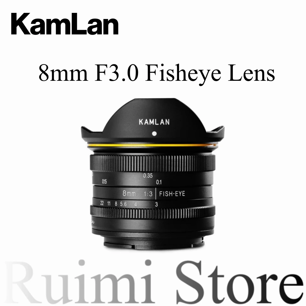 Kamlan 8mm F3.0 APS-C enfoque fijo gran angular lente Manual pura lente de cámara sin espejo para Canon Fuji Macro 4/3