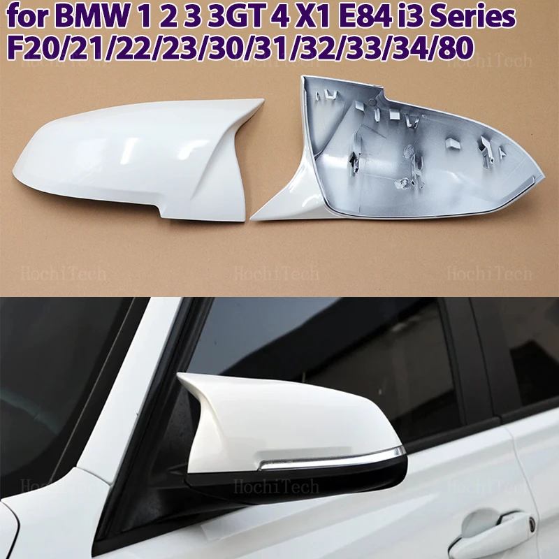 Cubierta de espejo blanco para BMW, cubierta de espejo negro para BMW 1, 2, 3, 3GT, 4, X1, E84, M2, i3, Series F20, F21, F22, F23, F30, F31, F32, F33, F34, F80, 2 unidades