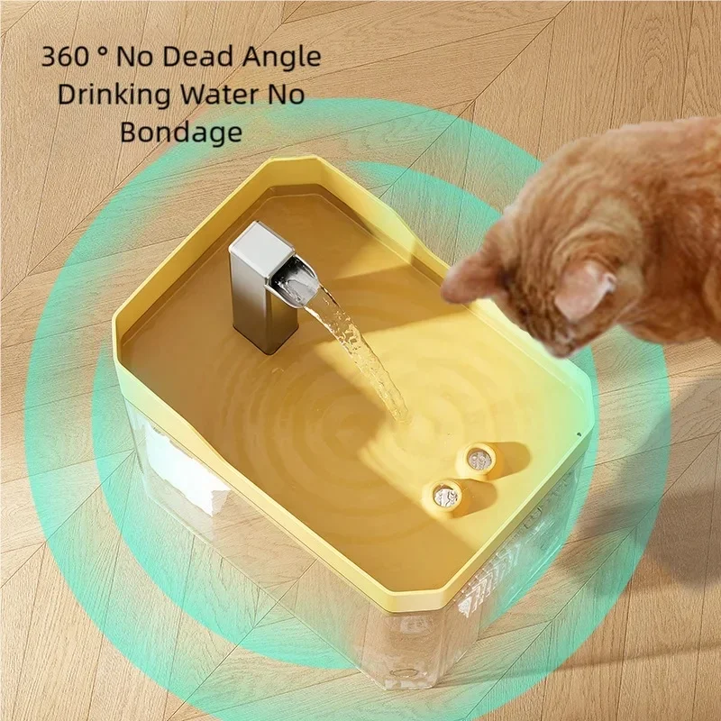 Bebedero para Gatos con Filtro Automático, Dispensador de Agua Transparente con Bomba, Recirculación y Protección Contra Quemaduras en Seco, USB