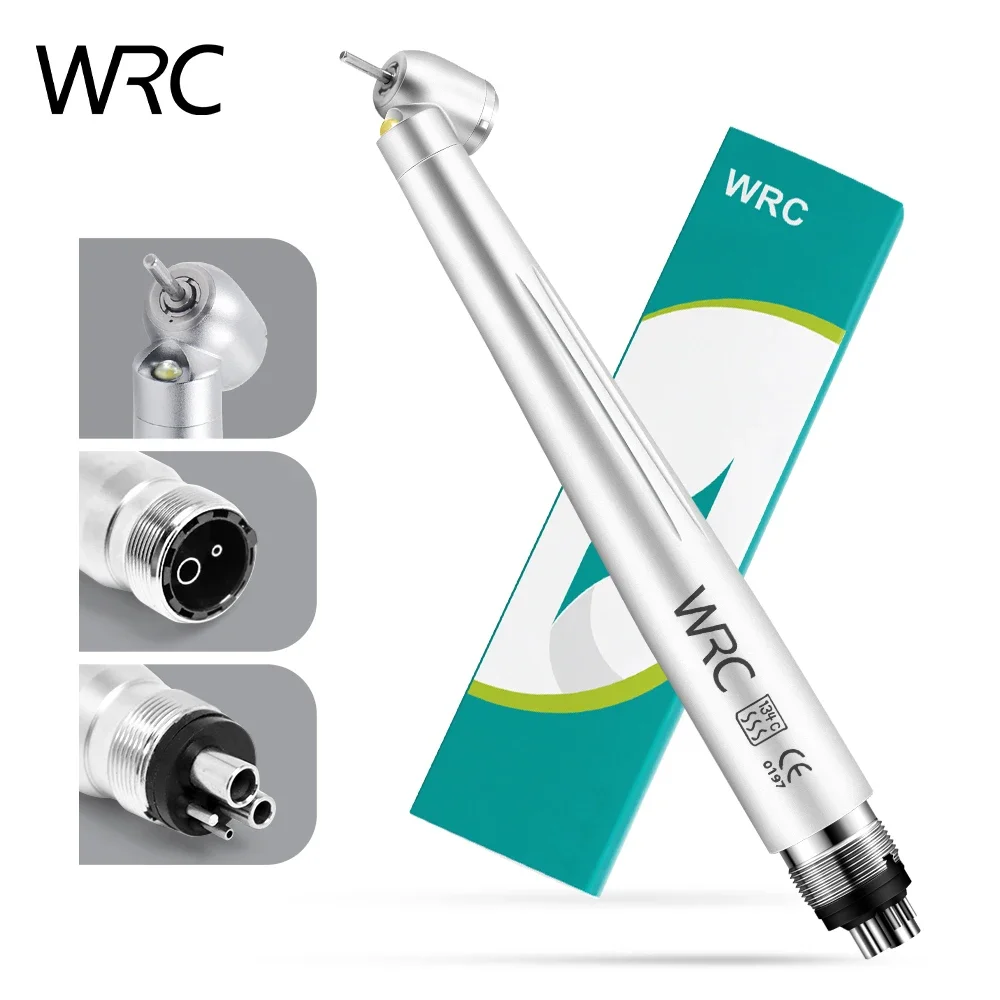 Pieza de mano Dental LED de alta velocidad, generador electrónico, cabezal pequeño integrado, botón pulsador, pulverizador de agua individual, 2 o 4 agujeros, 45 grados