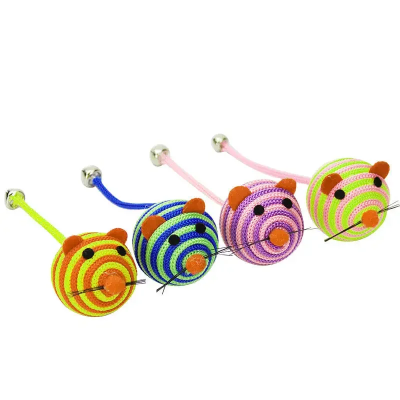 Juguete para Gato de 3/5/7 piezas, cuerda de nailon a rayas, bola redonda, ratón con campana, juguete para masticar para Gato, juguete interactivo para gato, pelota para ratón, producto para mascotas