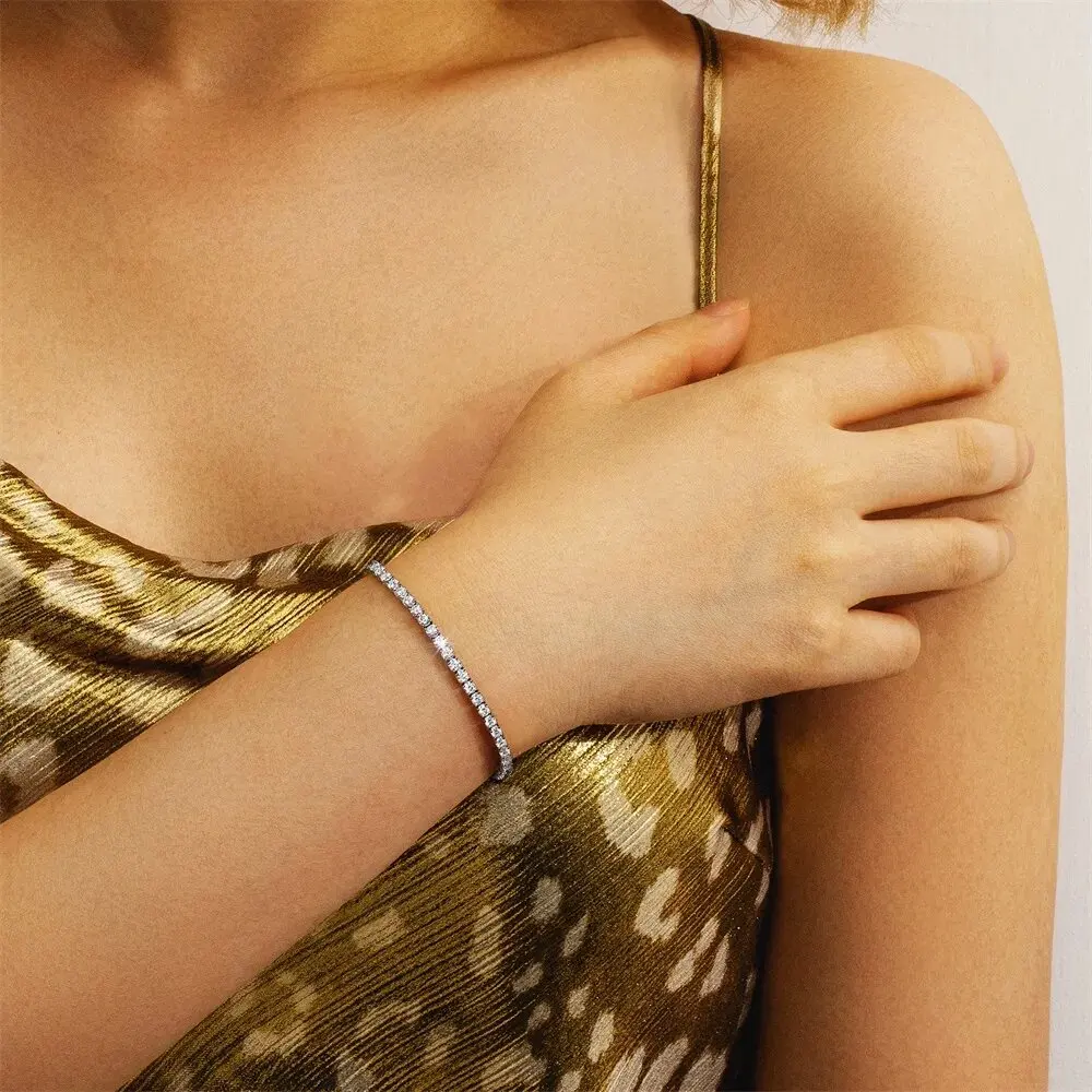 Pulsera de tenis Nuoya de moissanita de 2 mm, latón chapado en oro de 18k, diamante de laboratorio VVS con certificado GRA, para hombre y mujer, venta al por mayor