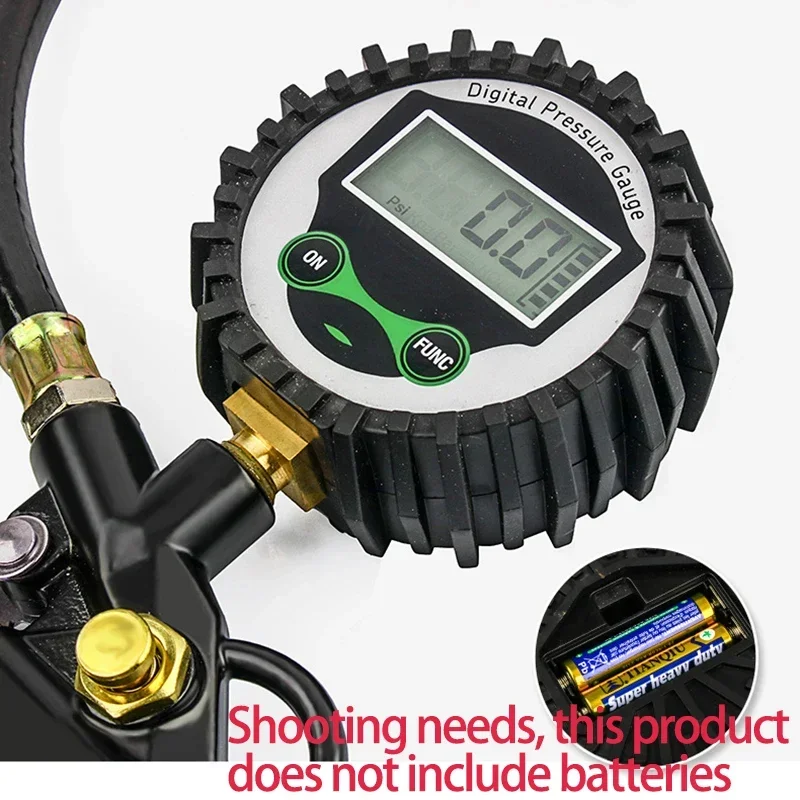 Probador de vehículo con retroiluminación de calibre con pantalla Digital LCD de 200 PSI, medidor de presión de neumáticos, inflador de neumáticos