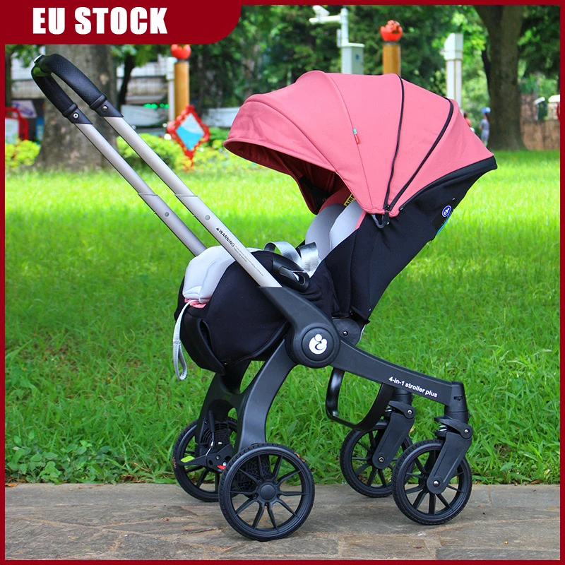 EN STOCK EN LA UE: Cochecito de Bebé 4 en 1 Multifuncional, Carrito de Bebé Recién Nacido Plegable Tipo Cesta, Asiento Ligero para Viaje, Cochecito con Asiento para Coche