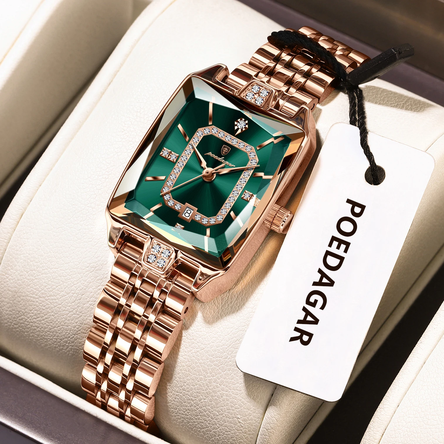 POEDAGAR, reloj de lujo para mujer, resistente al agua, fecha, reloj de pulsera informal de alta calidad para mujer, relojes elegantes de cuarzo de acero inoxidable para mujer