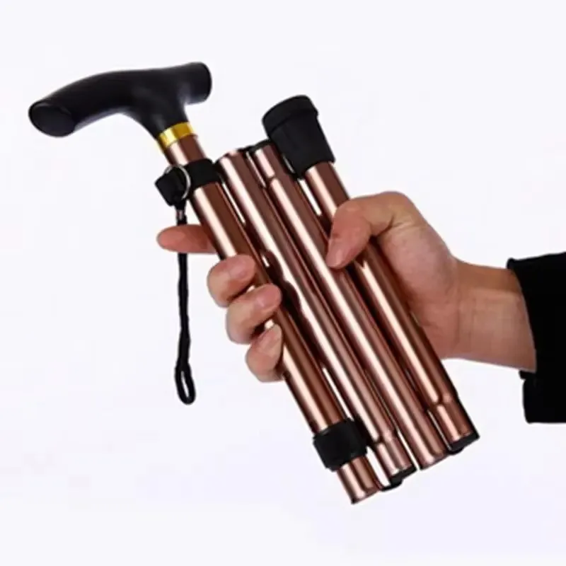 Bastón de Aluminio Telescópico Plegable Ajustable, Antideslizante, Ligero, para Caminar, Senderismo y Apoyo para Personas Mayores