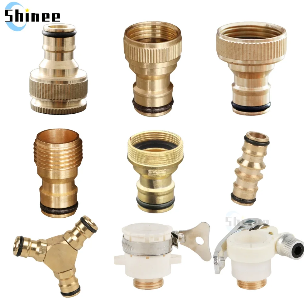 1 Uds. Conector rápido de grifo de latón de 1/2 ''3/4'' 1 '', adaptador de acoplamiento de manguera de cobre de 16mm, herramienta de accesorios para pistola de riego de reparación de tubos de jardín