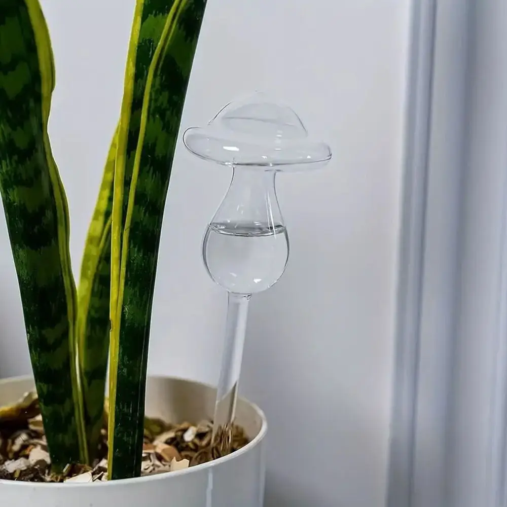 Globos de vidrio para riego de plantas, sistema de riego por goteo con forma de seta, arcoíris