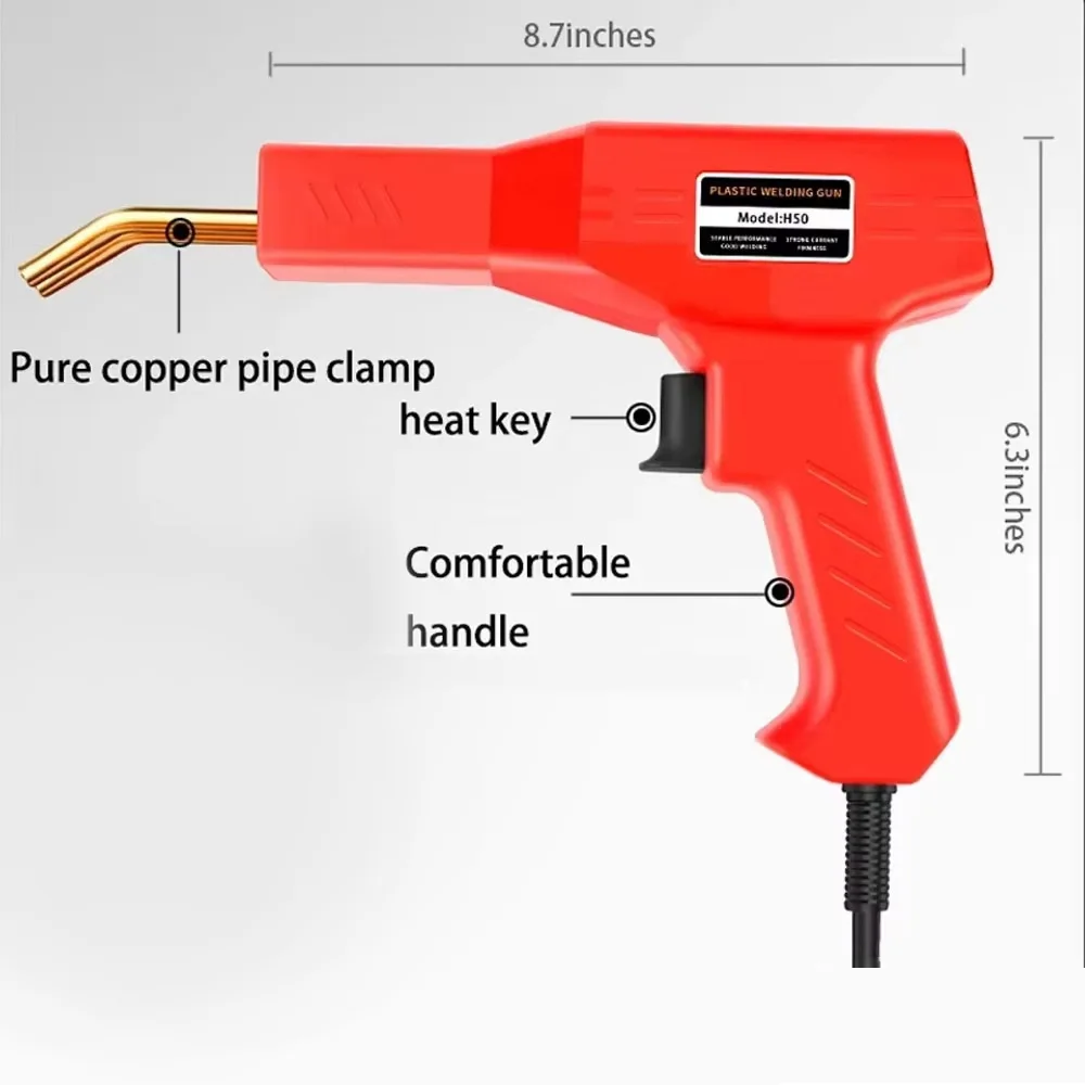 Soldador de plástico de 220 V/110 V grapadora caliente, herramienta de reparación de parachoques de plástico para automóviles, pistola de soldadura casera con 200 piezas de cuatro tipos de clavos de soldadura y luz LED