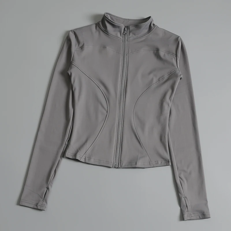 Camiseta de Yoga con cremallera para mujer, chaqueta deportiva de manga larga, Top de gimnasio, ropa deportiva, abrigos para correr, ropa de entrenamiento para mujer
