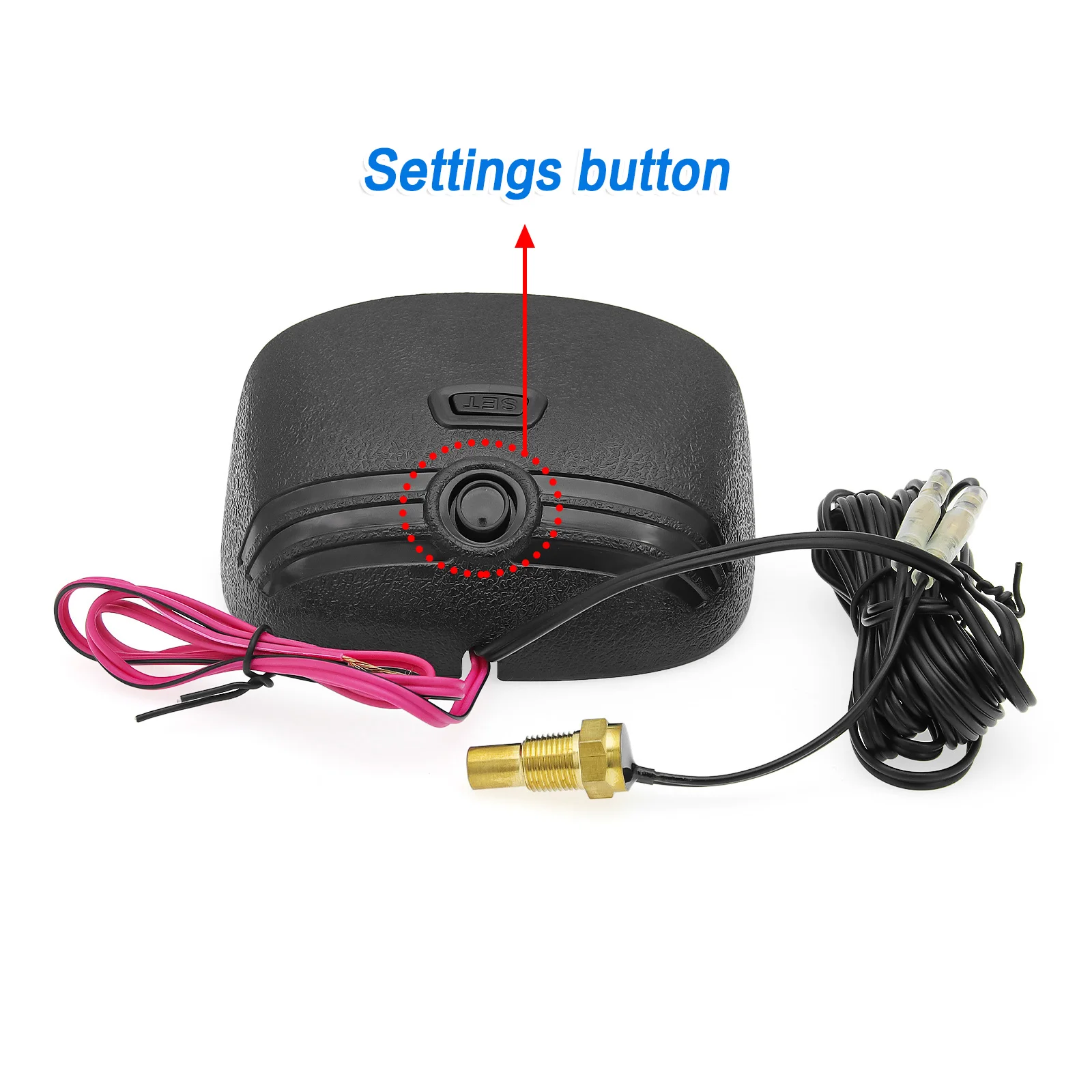 Medidor Digital de temperatura del agua de 12V y 24V + Sensor de temperatura del agua de voltios, cabezal de enchufe, Sensor de tubo de junta, adaptador de manguera de radiador 1/8NPT