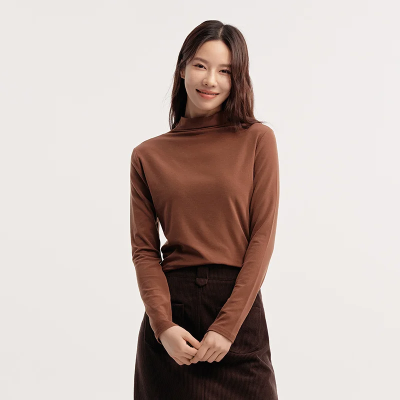 Camiseta Térmica Antibacteriana de Cuello Alto Semir para Mujer, Ajustada, de Manga Larga, Color Sólido, para Uso Diario, Modelo 2026