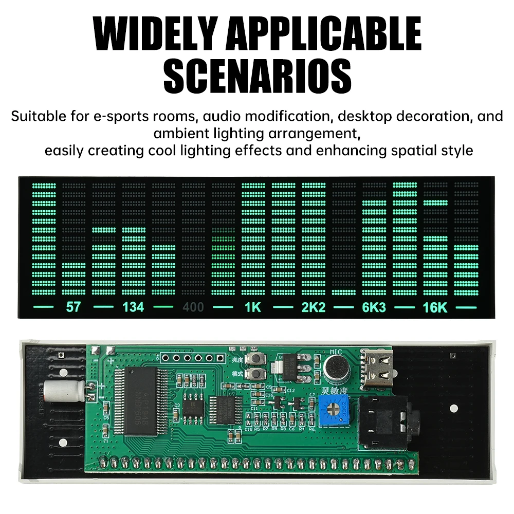 Kit Electrónico con Analizador de Ritmo LED de Espectro Musical, Control por Voz Multimodo, Indicador de Nivel de Audio y Medidor VU