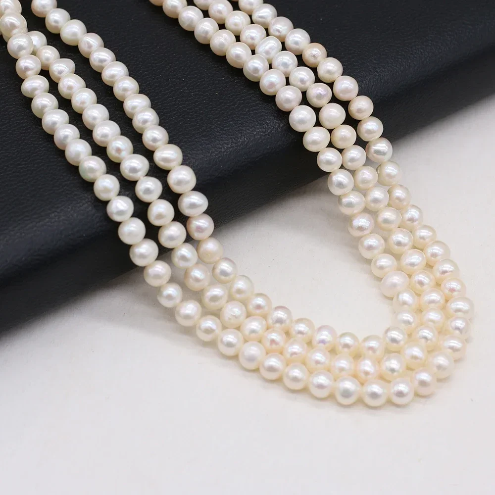 Perlas naturales de agua dulce AAA + de 4-5mm, cuentas espaciadoras de perlas redondas blancas para fabricación de joyería, accesorios para pulseras y collares DIY, regalo