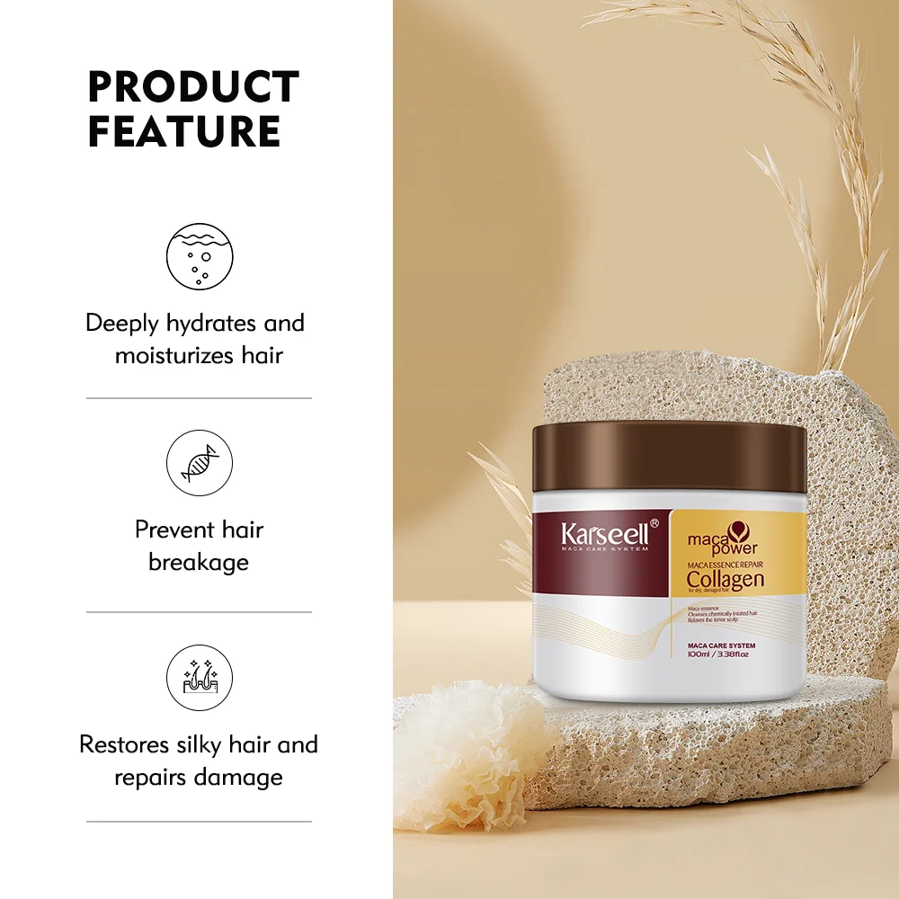 Karseell-mascarilla capilar de colágeno, 100ML, reparación profunda de daños, aceite de argán, tratamiento capilar de colágeno, previene la rotura del cabello para todo tipo de cabello