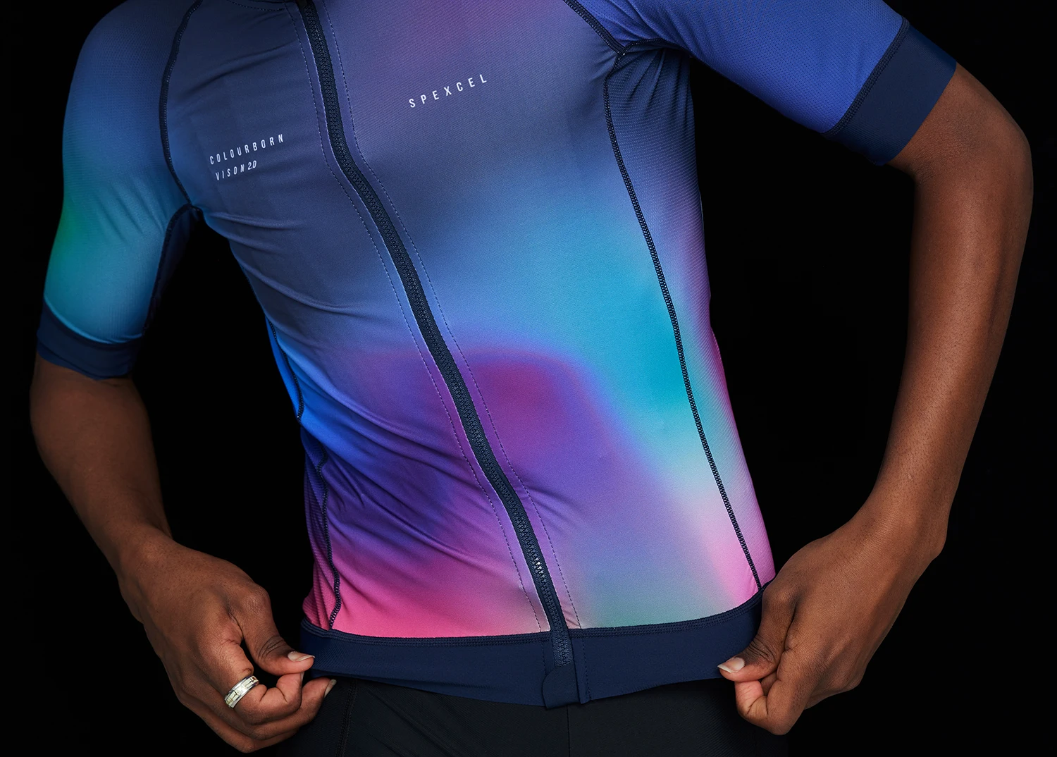 SPEXCEL-Jersey de Ciclismo de manga corta para hombre y mujer, tejido ligero, color morado, Aero Race Fit Colourburn vision 2022, 2,0