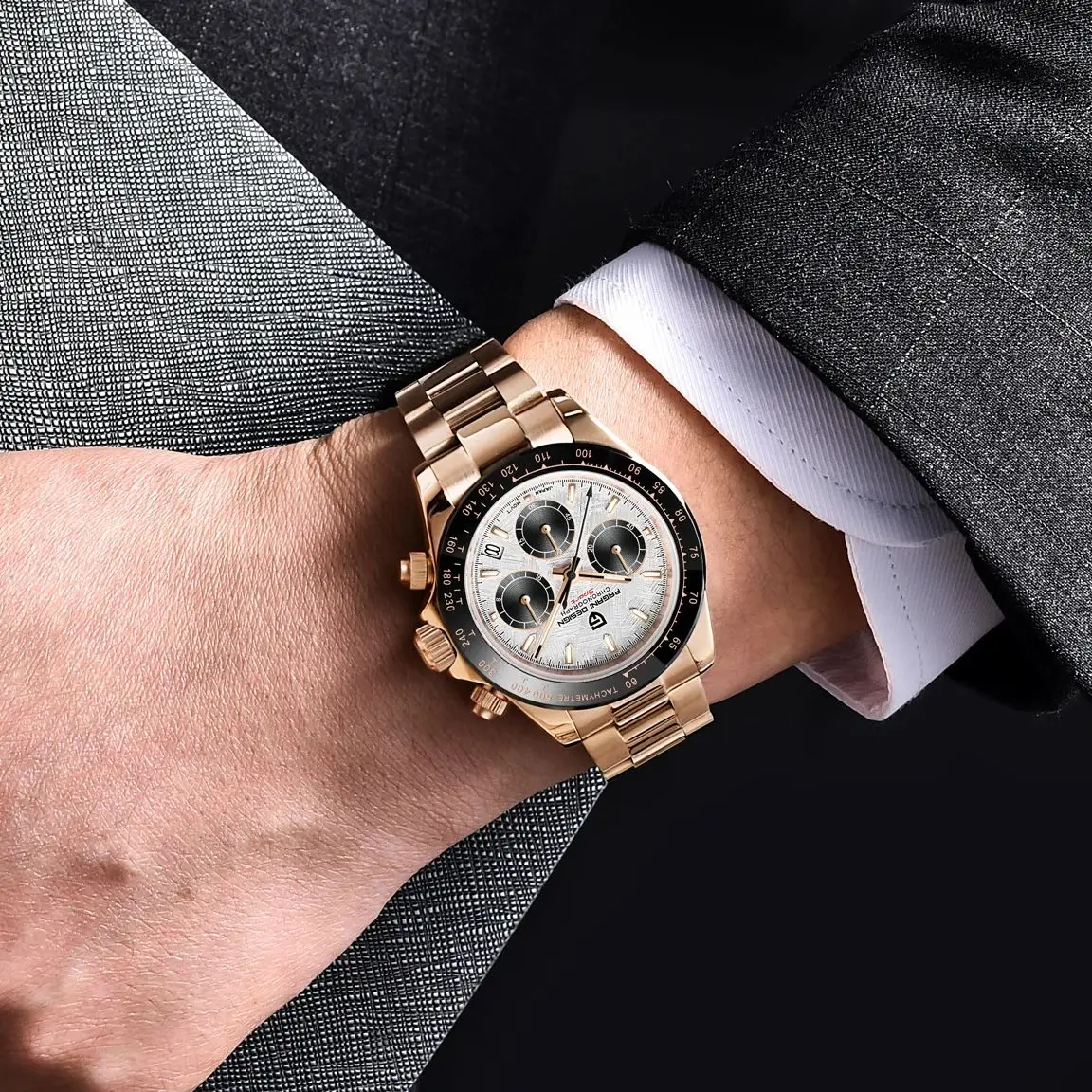 Reloj PAGANI DESIGN 2026 para Hombre, Nuevo, de Lujo, en Oro Rosa, Cuarzo, 100M Resistente al Agua, Cronógrafo Deportivo
