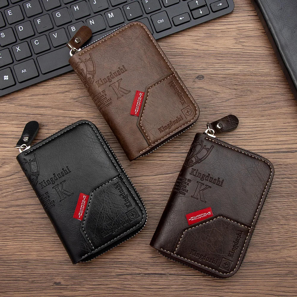 Cartera Delgada Vintage Homefish con Cierre y Bloqueo RFID, 11 Ranuras para Tarjetas, Estilo Retro, Regalo para Hombres y Mujeres