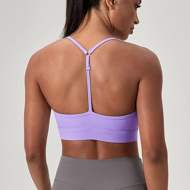 Top Deportivo de Yoga para Mujer, Color Sólido, Ropa Interior Deportiva Elástica, Suave y Sexy, Top Corto para Gimnasio, Transpirable y de Secado Rápido