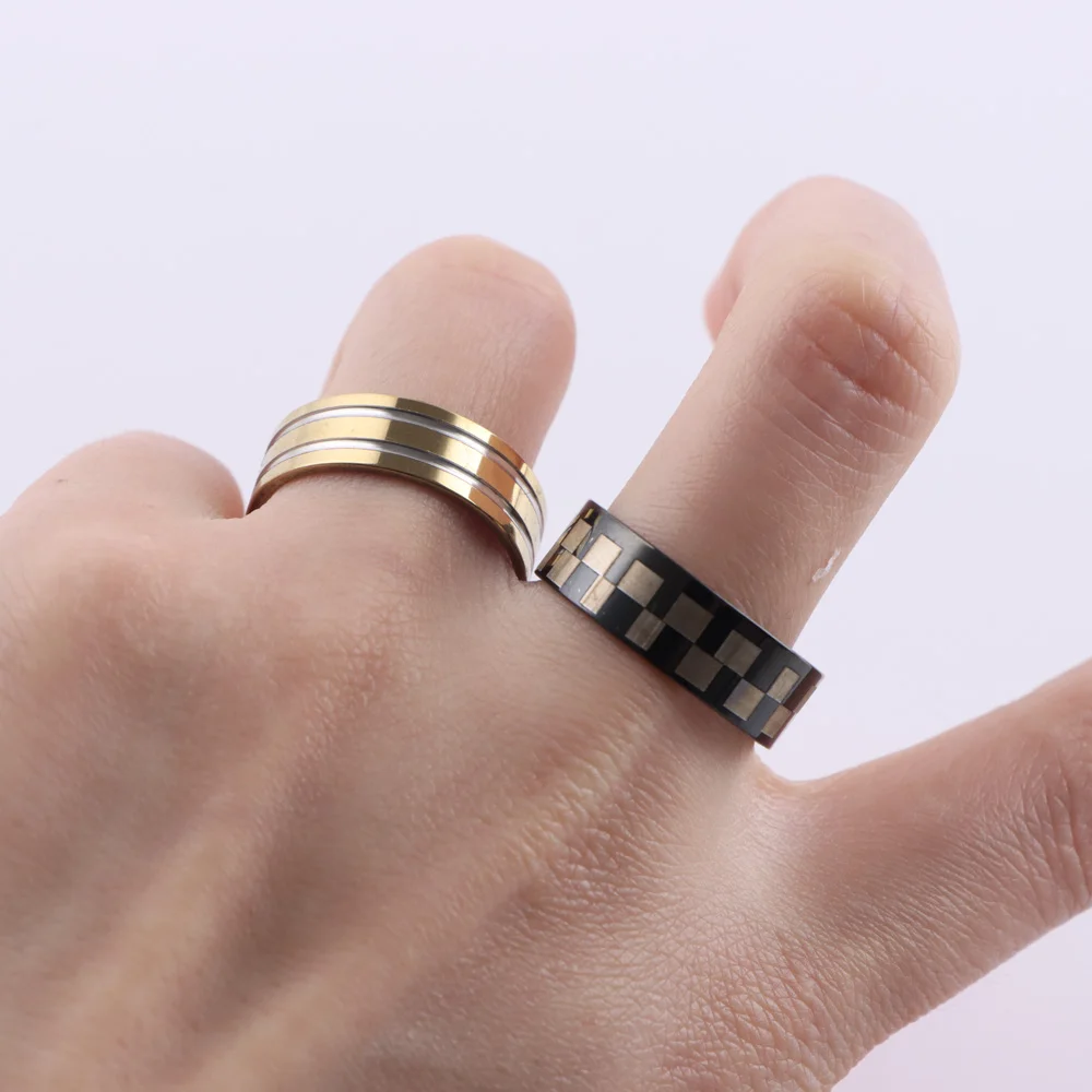 20 unids/lote anillos de amor de acero inoxidable a rayas con forma de corazón a la moda para hombres y mujeres, regalos de fiesta de estilo mixto, accesorios de joyería