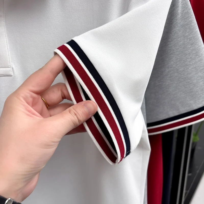 Camisa Polo de Manga Corta para Hombre, Diseño de Rayas con Botones en la Solapa, de Alta Calidad, Suave, Cómoda y Versátil, Ropa Masculina de Verano