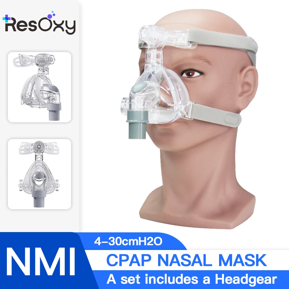 Resoxy CPAP Mascarilla nasal con casco Mascarilla nasal ligera Cpap Material de silicona Mascarilla nasal cómoda para CPAP automático Apnea de ronquidos durante el sueño