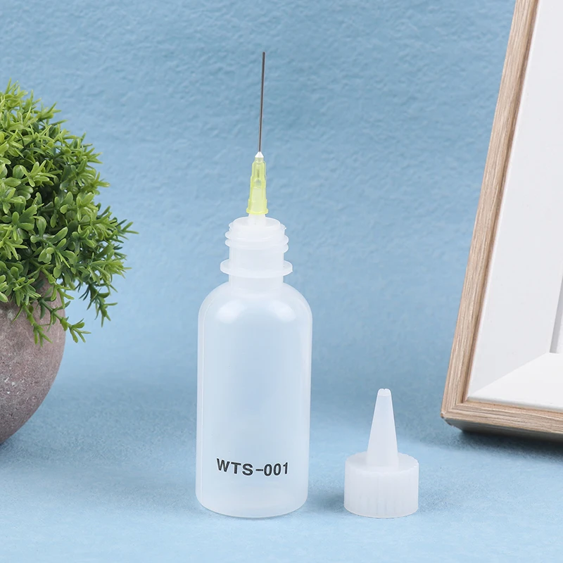 Alcohol líquido con aguja 50ML WTS-001 para teléfono PCB reparación de soldadura plástico para dispensador colofonia pasta fundente de soldadura 1 ud.