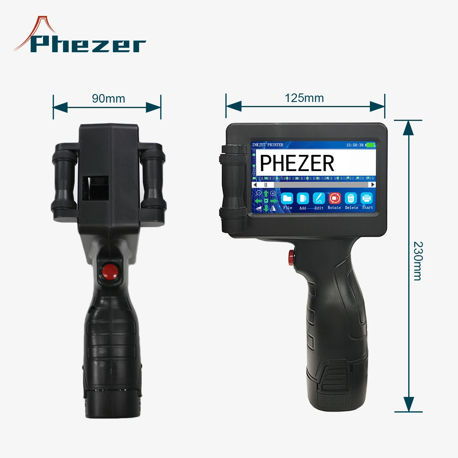 Impresora de Inyección de Tinta Portátil Phezer 12.7mm P17, Impresora de Etiquetas, Fecha de Caducidad, Código de Lote, Logotipo, Código QR, 28 Idiomas