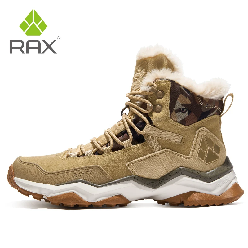RAX-zapatos de senderismo impermeables para hombre, zapatillas de deporte de invierno para exteriores, botas de nieve de felpa, botas de nieve de montaña, calzado para correr y turismo al aire libre