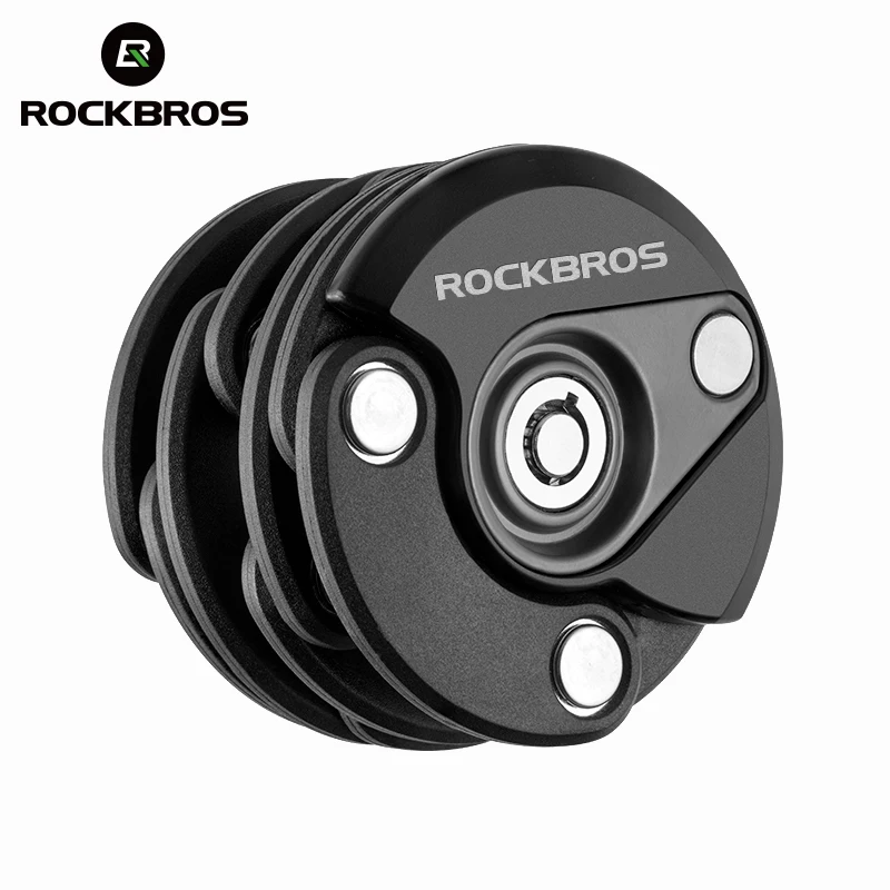 Candado de bicicleta ROCKBROS con llaves candado de bicicleta de alta seguridad antirrobo candado de cadena de ciclismo portátil con accesorios de soporte de montaje