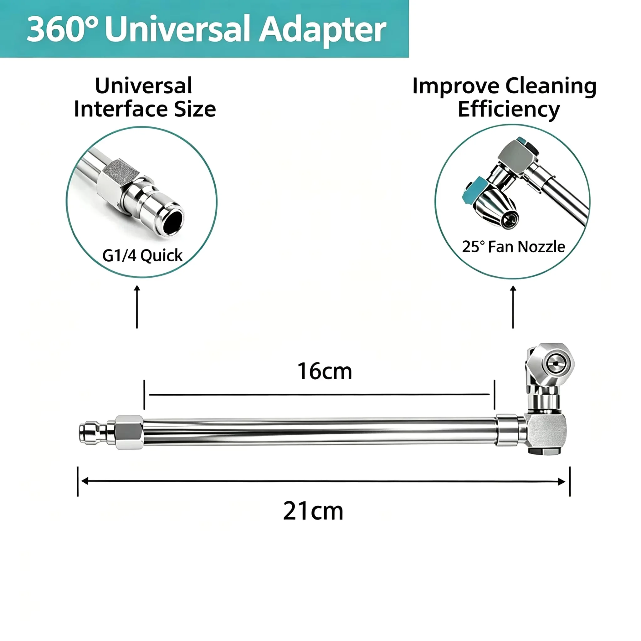 360 °   Varilla de limpieza de aire acondicionado de doble giro, varilla pulverizadora universal de conexión rápida de 1/4 pulgadas, boquilla de agua para limpieza de serpentines HVAC y detallado de automóviles